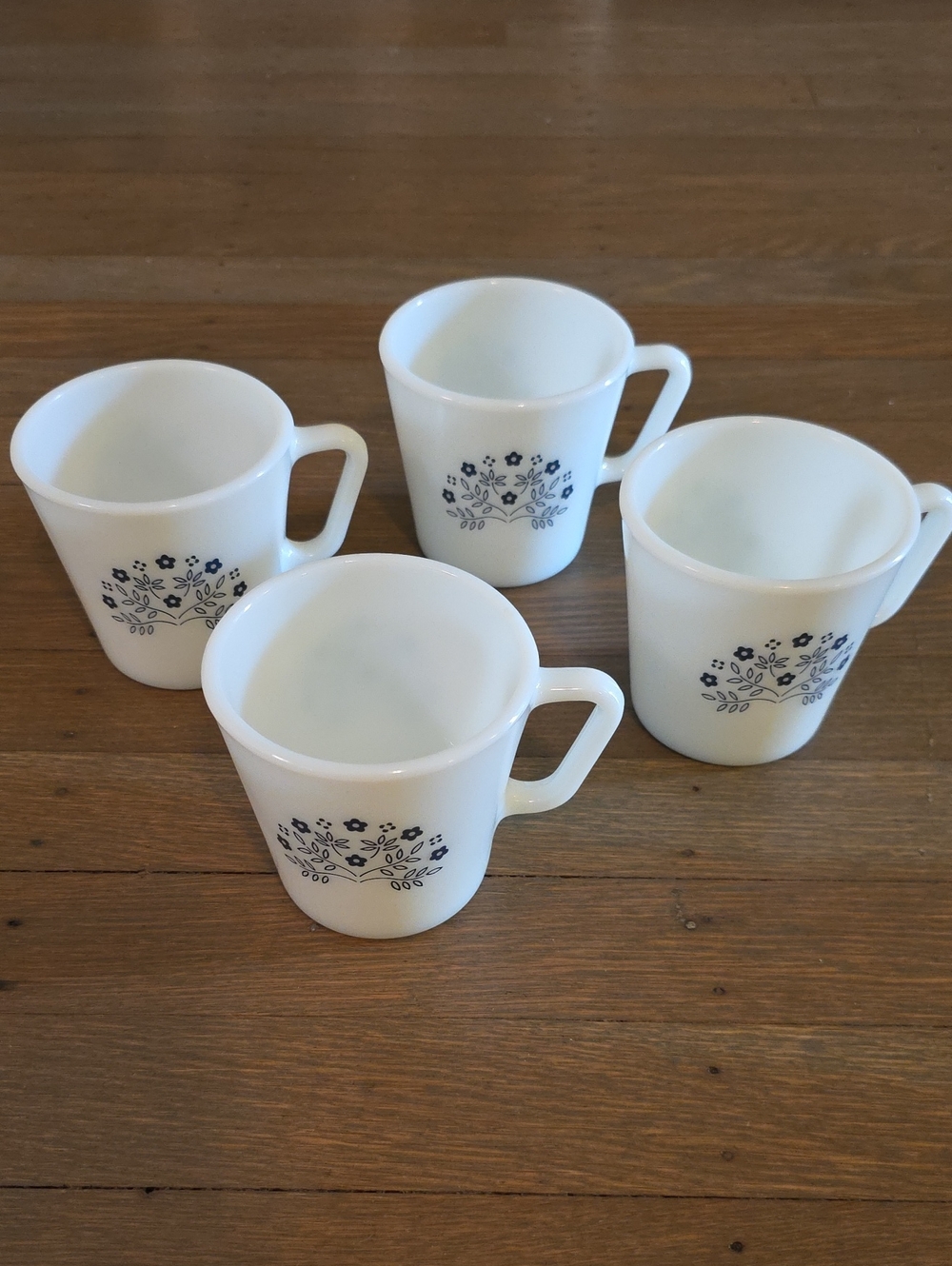Pyrex Vintage Summer Impressions Blueberry Milk Glass Mugs - Set of 4